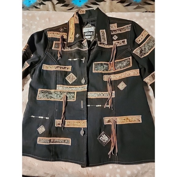 Yak Magik Jackets & Blazers - YAK MAGIK Nepal Mixed Materil Denim Jacket Sz L one of a kind